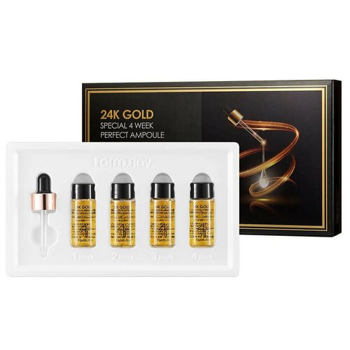 фото Farmstay 24k gold special 4 week perfect ampoule набор омолаживающих ампульных сывороток, 10 мл , 4 шт.