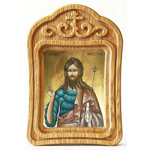 Святой Иоанн Предтеча, икона в резной деревянной рамке