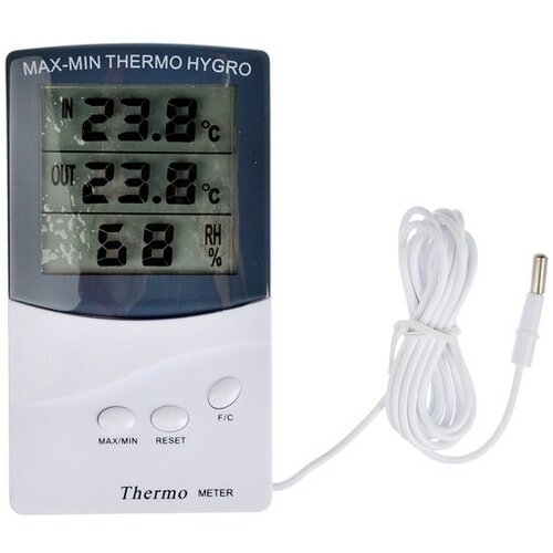 Цифровой электронный уличный термометр с выносным датчиком температуры и измерением влажности в помещении гигрометр цифровой регулятор влажности и температуры до 80 гр с выносным датчиком kt100 12v