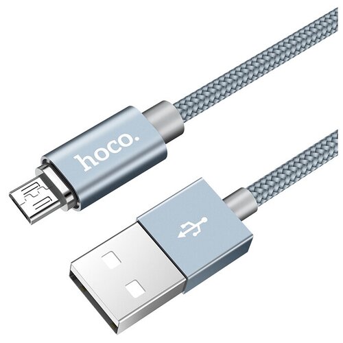 Кабель Hoco U40A Magnetic USB - microUSB, 1 м, 1 шт., серый usb кабель hoco u40a magnetic adsorption am microbm 1 метр 2а нейлон серый 28 168