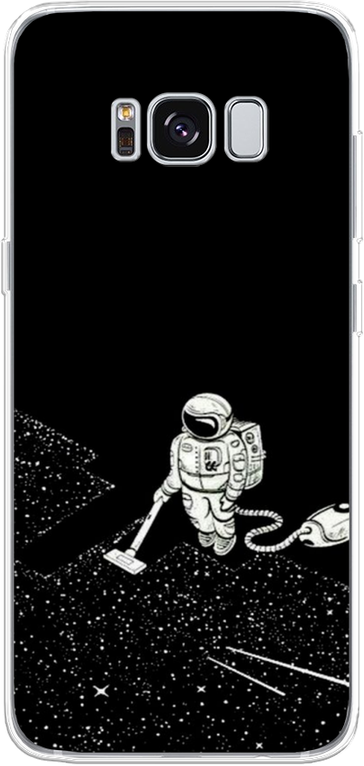Силиконовый чехол на Samsung Galaxy S8 / Самсунг Галакси С8 Космонавт с пылесосом