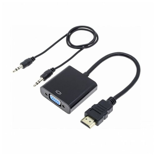 Переходник (адаптер) HDMI-VGA/3.5 мм, 0.3 м, черный переходник адаптер hdmi vga 3 5 мм microusb 0 25 м черный