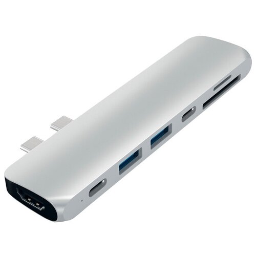 USB-концентратор Satechi Aluminum Type-C Pro Hub Adapter, разъемов: 4, Silver orico mh4pu usb 3 0 hub aluminum 4 ports clip type hub usb adapter multiple usb flash drive plug notebook for macbook air