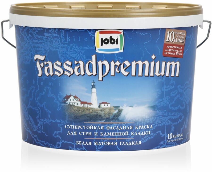 Краска фасадная белая JOBI Fassadpremium 10 л