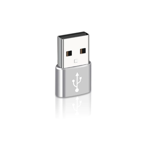 Переходник PALMEXX USB2.0 (m) - USB Type-C (f), серебристый переходник palmexx usb2 0 m usb type c f фиолетовый