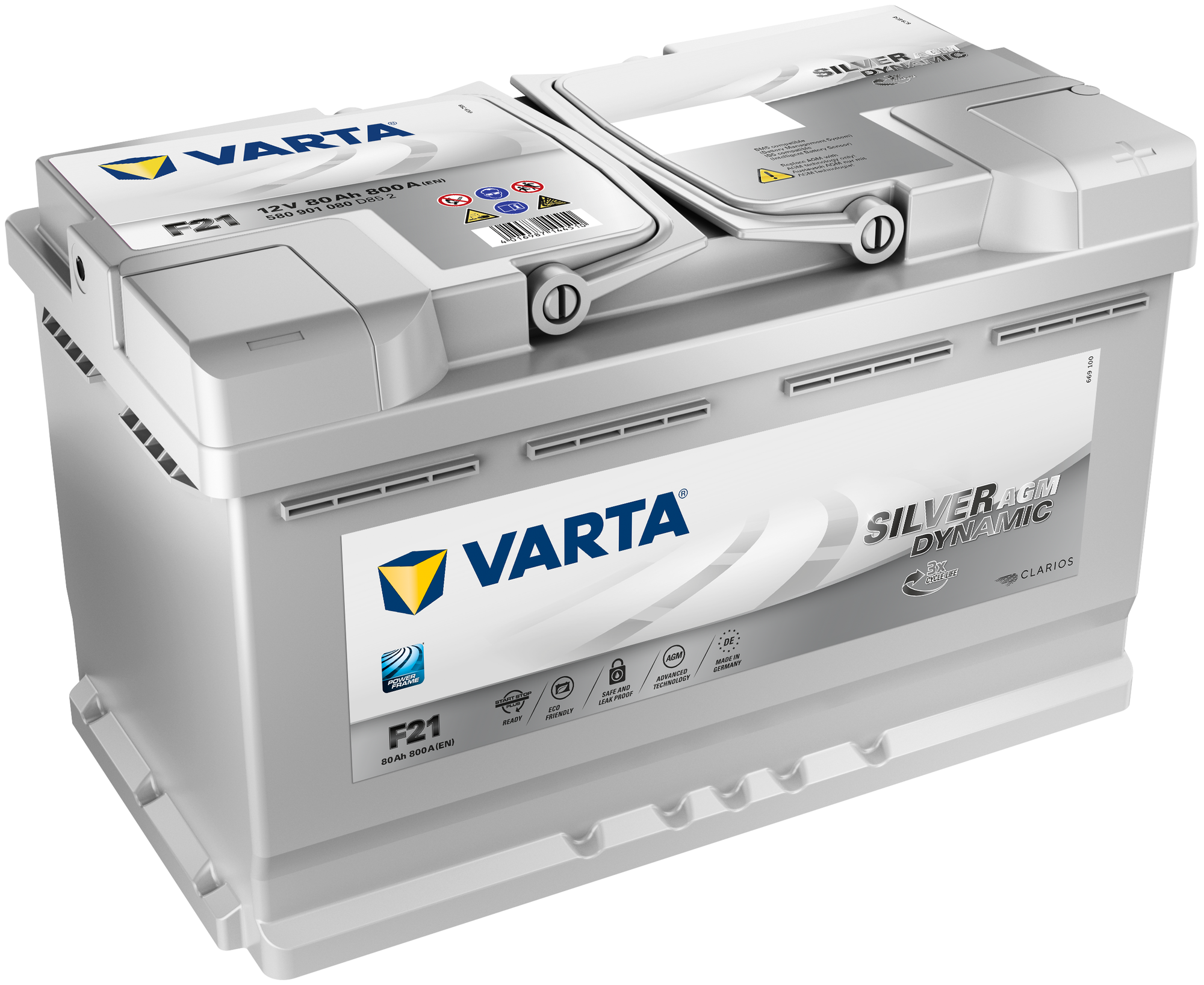 Аккумулятор для спецтехники VARTA Silver Dynamic AGM F21 580 901 080 315x175x190