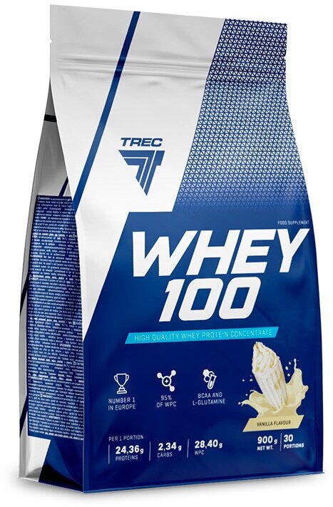 Trec Nutrition Whey 100, 900 г, вкус: ваниль