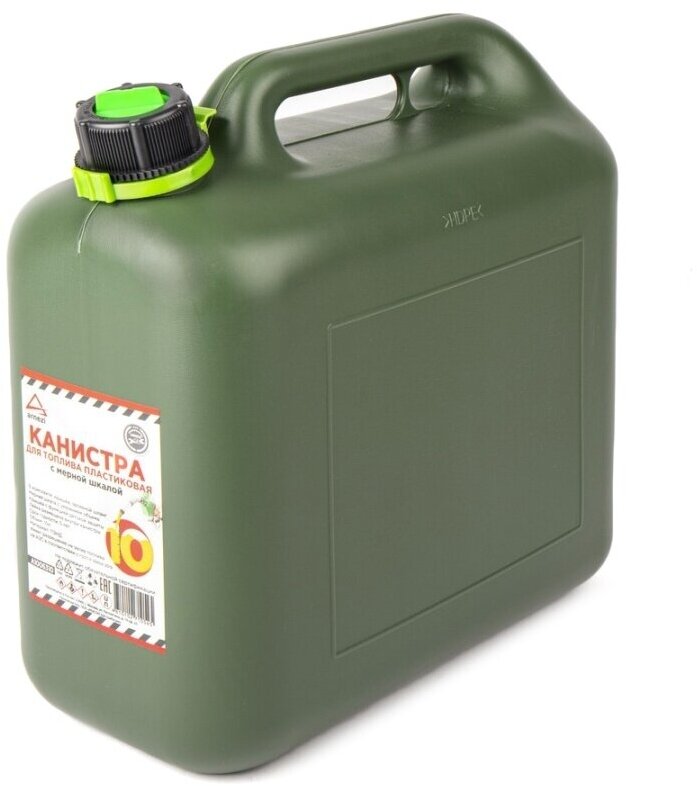 фото Канистра 10л. для топлива пластиковая, с мерной шкалой и лейкой зелёная ARNEZI A1006310