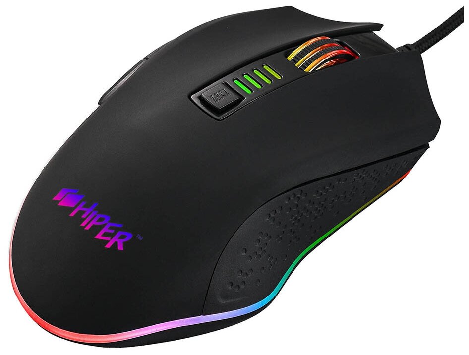 Мышь HIPER Genome GM-5 проводная оптическая 6400 dpi USB 6 кнопок RGB подсветка цвет черный