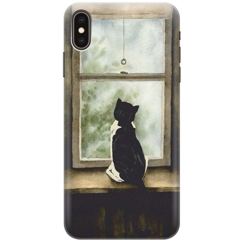 фото Re:paчехол - накладка artcolor для apple iphone xs max с принтом "кот у окна"