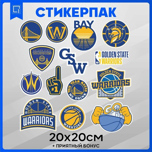 Набор наклеек Стикеры NBA Golden state warriors 20х20см стикерпак аниме локи 50шт стикеры наклейки
