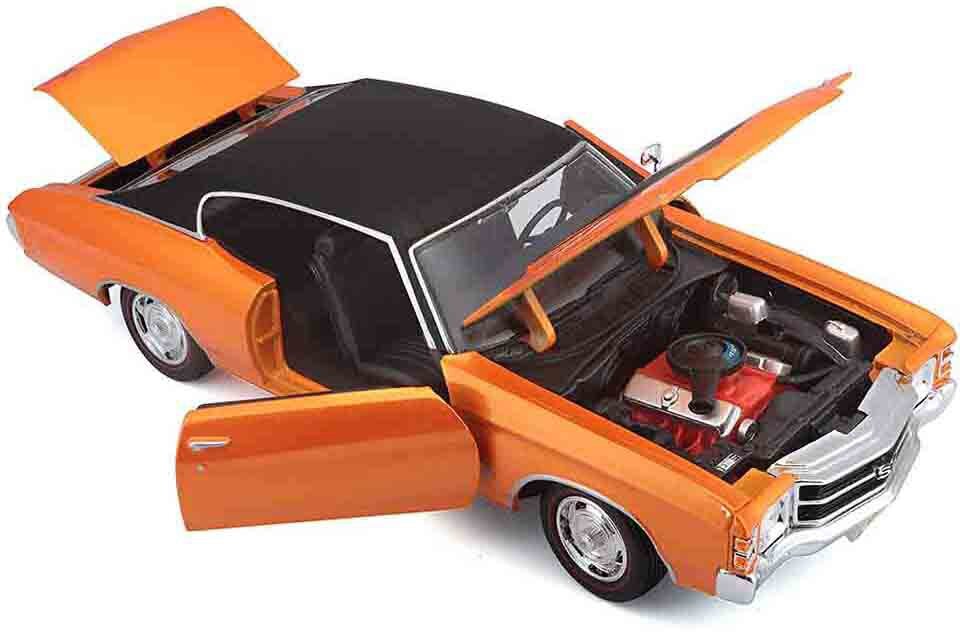 Maisto Машинка Chevrolet Chevelle Sport Coupe 1971, 1:18 оранжевая - фото №19