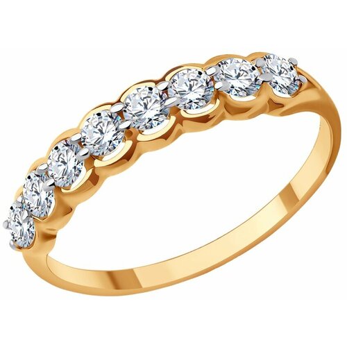 Кольцо Diamant, красное золото, 585 проба, фианит, размер 17 кольцо бесконечность с 8 фианитами из красного золота