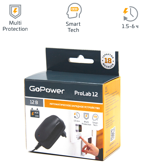 GoPower ProLab 12 00-00015355 З/У для свинцово-кислотных аккумуляторов 12V GoPower ProLab 12 1.0A (1/100) 00-00015355