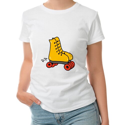 фото Женская футболка «желтые ролики» (2xl, белый) roly