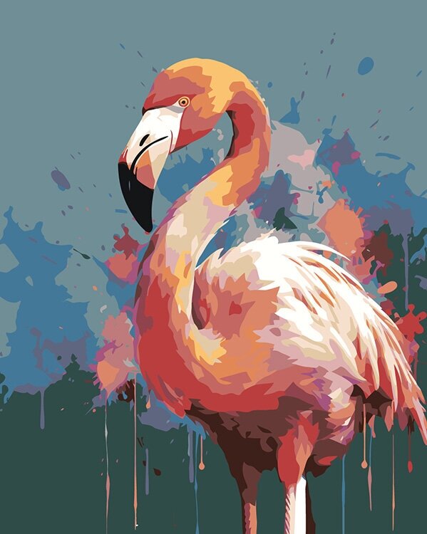Картина по номерам ЖПН на холсте с подрамником "Розовый фламинго", Раскраска 40x50 см, Птицы