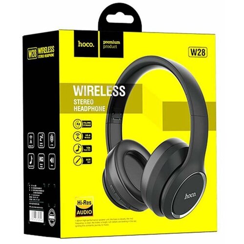 Bluetooth гарнитура HOCO W28 Jorney BT50 накладная громкость - черный 200000₽