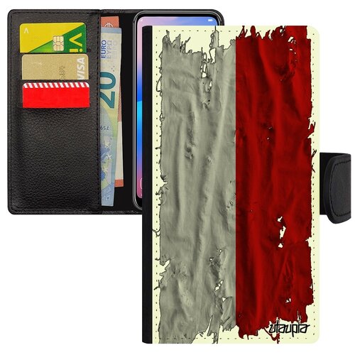 фото Чехол книжка на мобильный iphone se 2020, "флаг польши на ткани" страна государственный utaupia