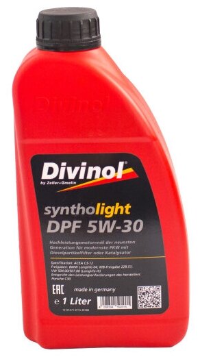 Синтетическое моторное масло Divinol Syntholight DPF 5W-30, 1 л.