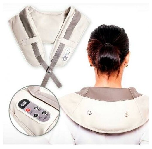 Ударный массажер Cervical Massage Shawls белый для спины, шеи и плеч, массажер ударный электрический - фотография № 9
