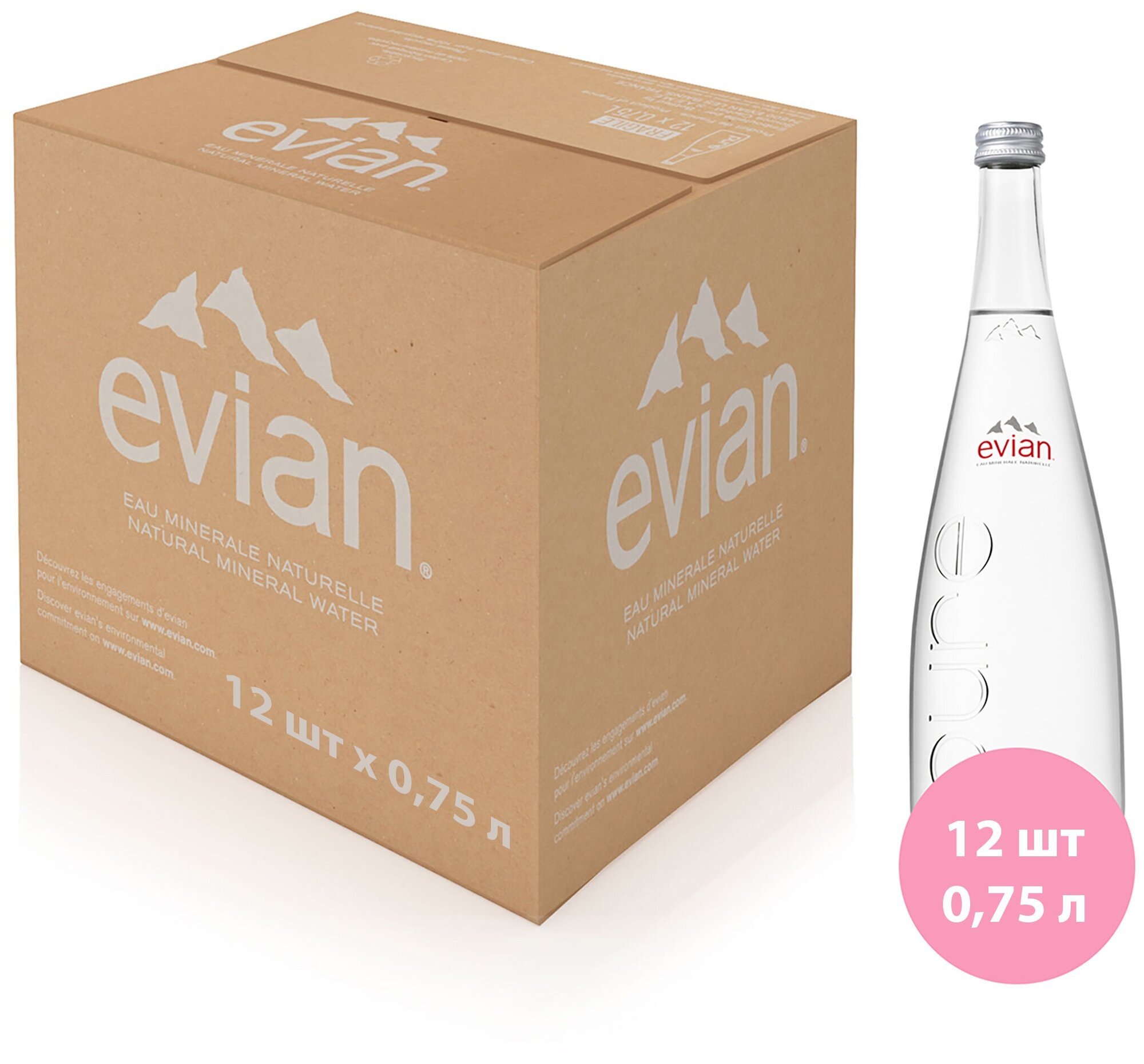 Вода минеральная Evian 0,75 л негаз. ст/бут 12шт/уп - фотография № 4