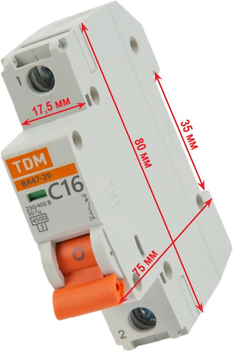 Автоматический выключатель TDM ELECTRIC ВА 47-29 (C) 4,5kA 16 А