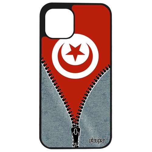 фото Чехол на мобильный iphone 12 pro, "флаг туниса на молнии" государственный патриот utaupia