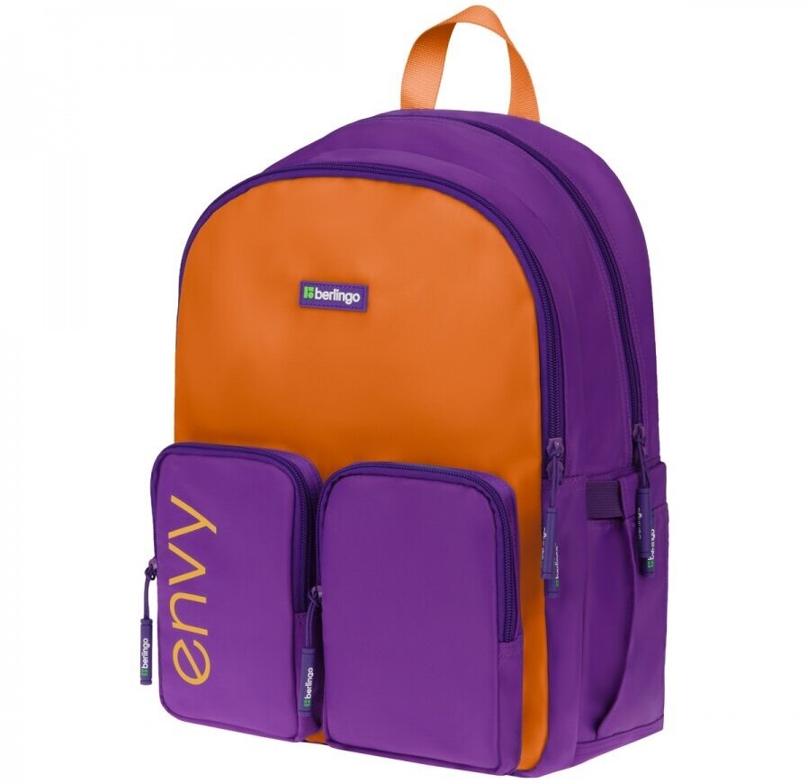 Рюкзак школьный Berlingo "Envy" 2 отделения, 4 кармана, уплотненная спинка, 39x28x17см, оранжевый (RU09194)