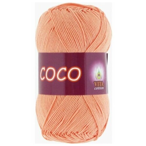 Пряжа Vita Coco (Коко) 3883 персиковый 100% мерсеризованный хлопок 50г 240м 5шт