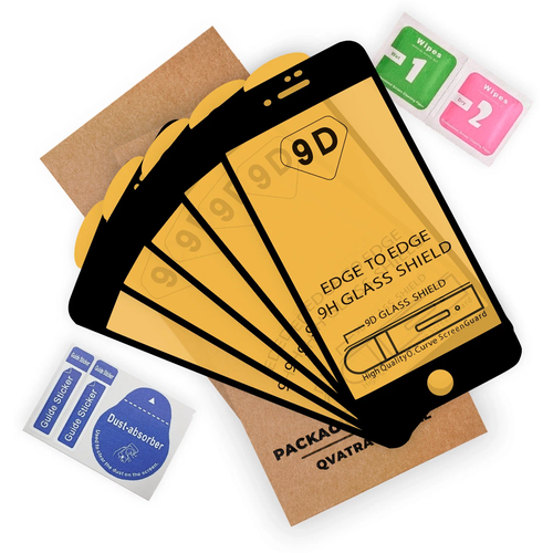 Защитное стекло для Apple iPhone 6 iPhone 7 iPhone 8 / комплект 3 шт для Айфон 7, 8 / 9D на весь экран