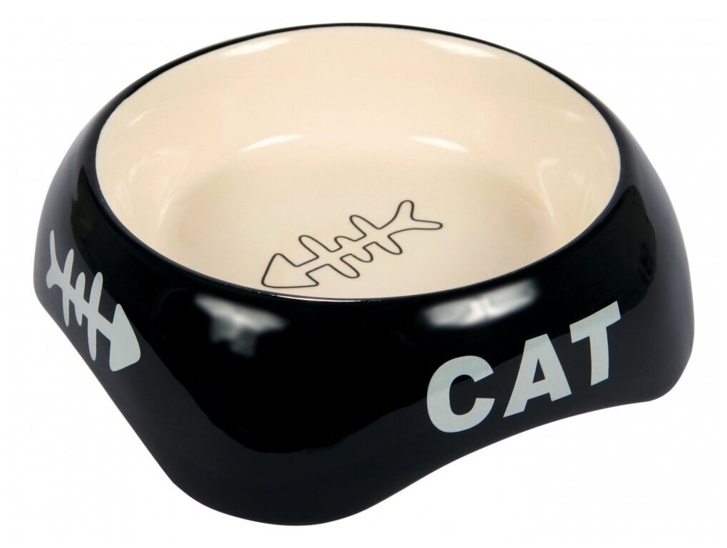 TRIXIE керамическая миска для кошек с рисунком «рыбья кость» (0,2 л) - фотография № 3