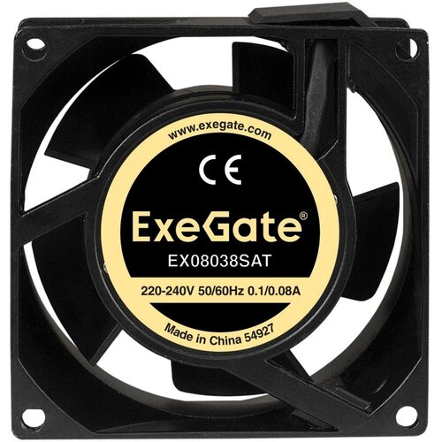 Exegate EX289002RUS Вентилятор 220В ExeGate EX08038SAT (80x80x38 мм, Sleeve bearing (подшипник скольжения), клеммы, 2400RPM, 36dBA)