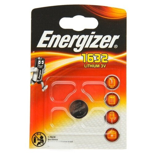 Батарейка литиевая Energizer, CR1632-1BL, 3В, блистер, 1 шт.