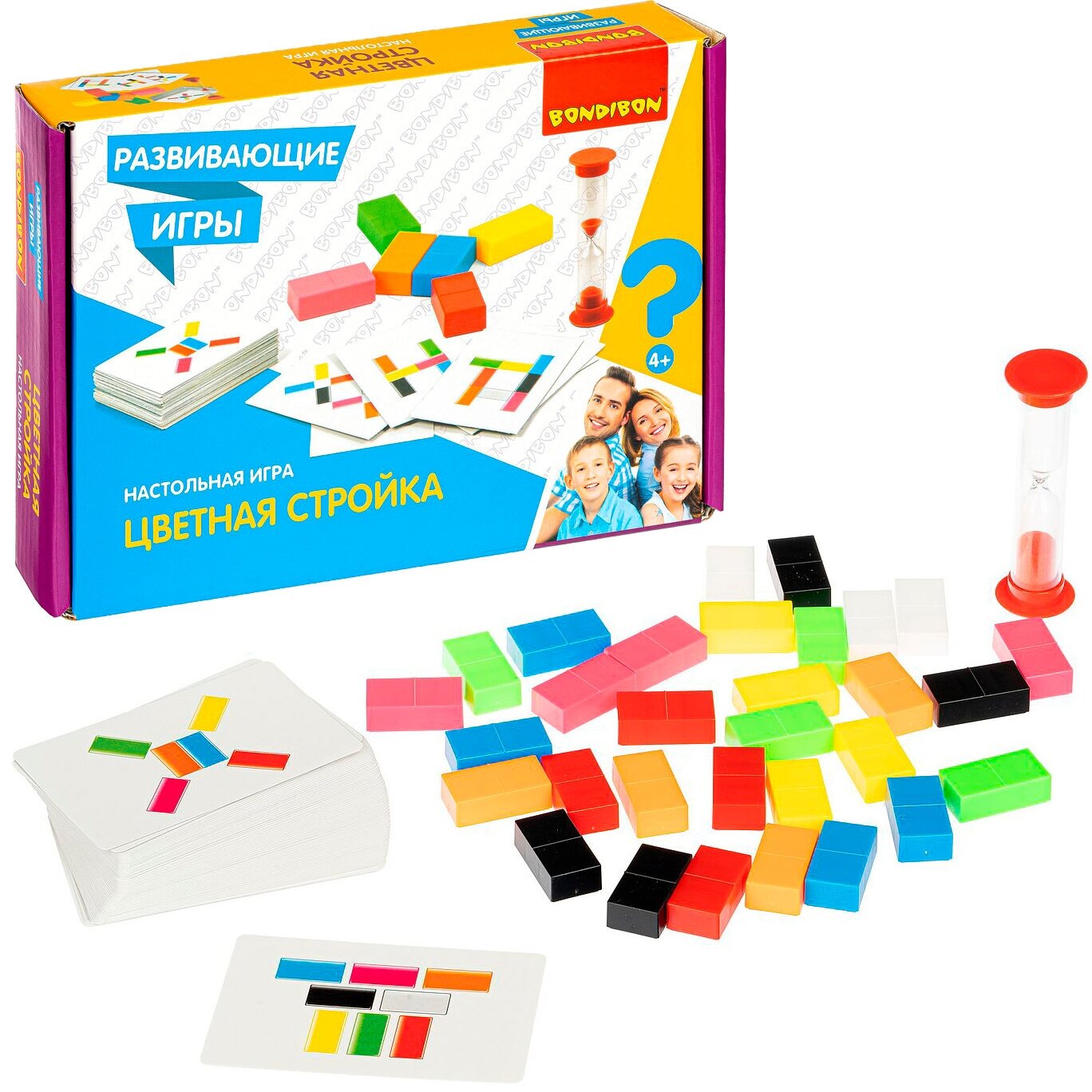 Развивающая настольная игра цветная стройка / Обучающие игры Bondibon