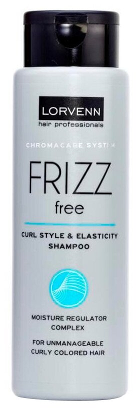 LORVENN шампунь Frizz Free Curl Style & Elasticity для непослушных вьющихся окрашенных волос, 300 мл
