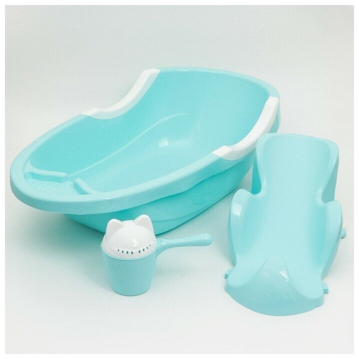 Альтернатива Набор для купания детский: ванночка 86 см, горка, ковш -лейка, цвет голубой