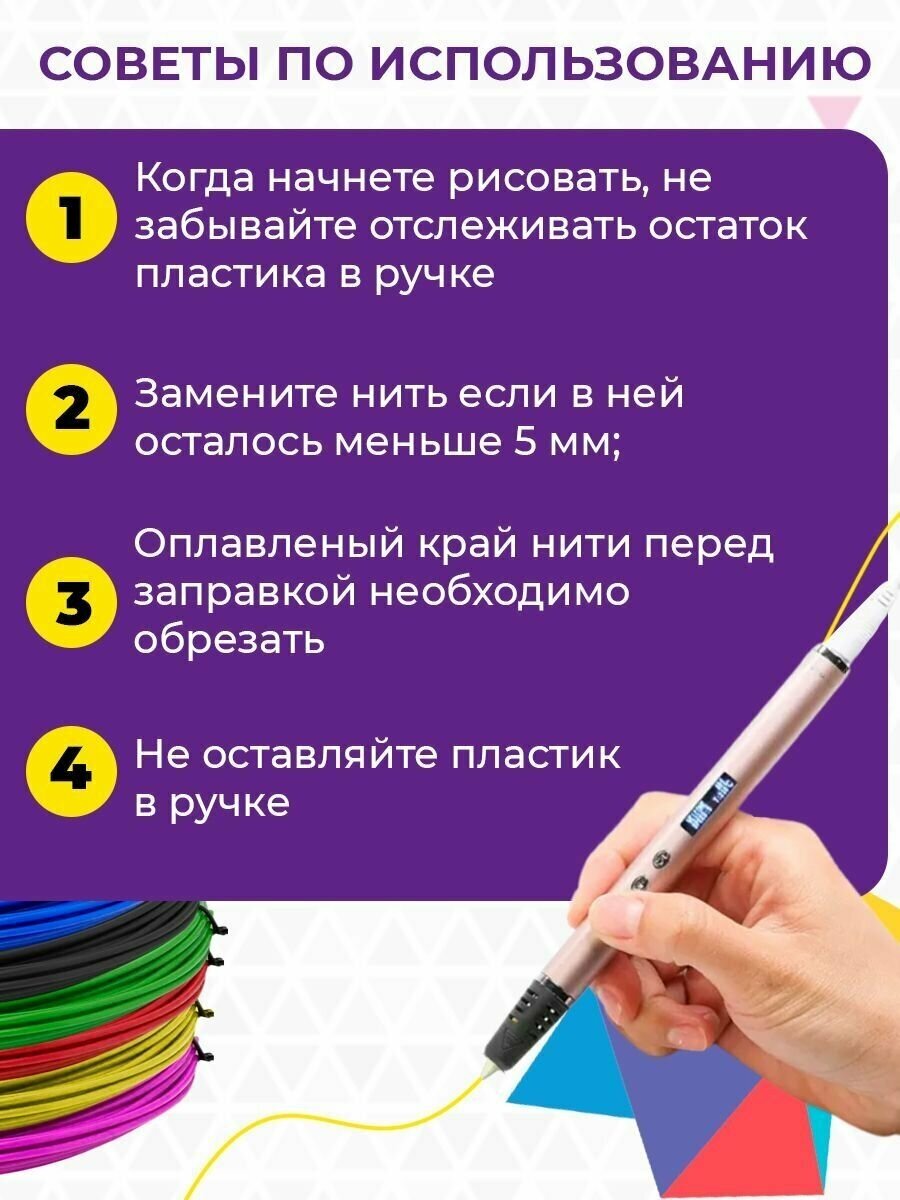 Пластик для 3D ручки 7 цветов PLA Funtasy ( 3д ручки)  набор безопасного пластика без запаха  картриджи 3д  стержни  леска пластмасса