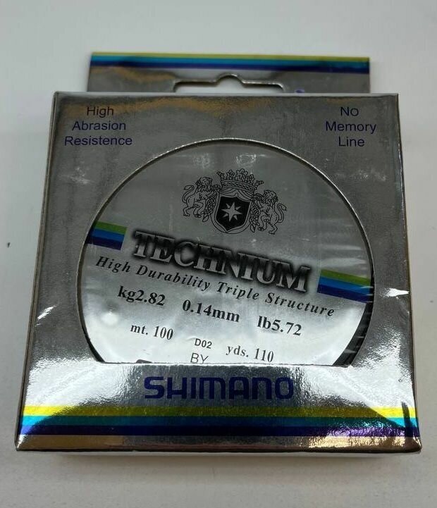 Леска SHIMANO technium 0.14 мм. 2.82 кг. 100 м. рыболовная летняя