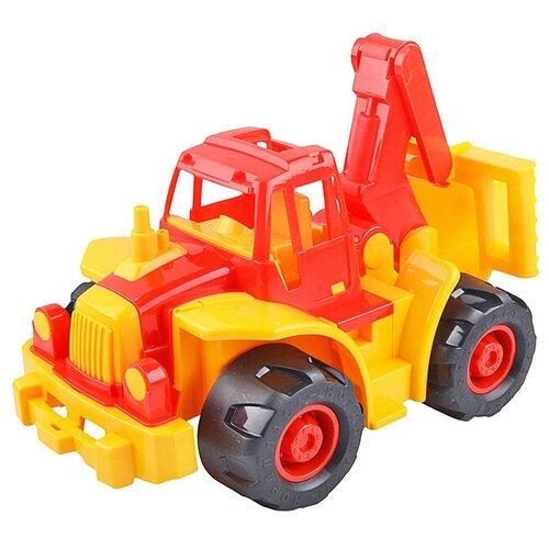Трактор Нордпласт Богатырь мини с ковшом (298), 35 см, красный/желтый машинка игрушечная трактор нордпласт богатырь с грейдером