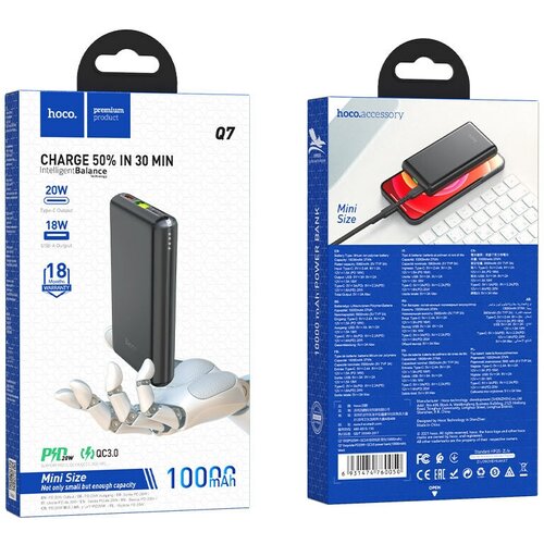 Портативный аккумулятор Hoco Q7 Exquisite PD20WQC30 10000mAh Черный 2350₽