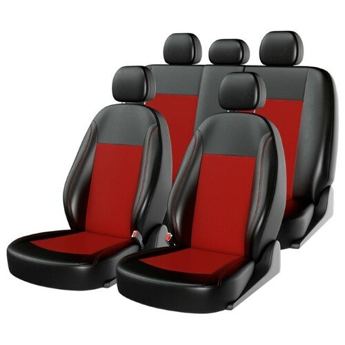 фото Чехлы на сиденья atom leather черно-красные carfashion