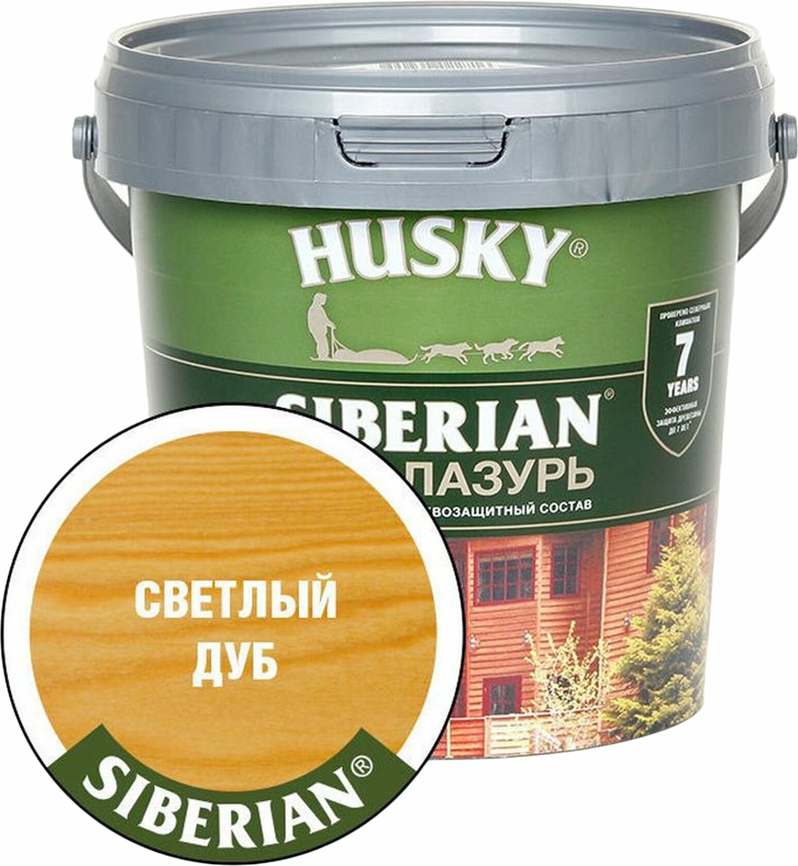 Лазурь HUSKY Siberian 0,9 л полуматовая светлый дуб