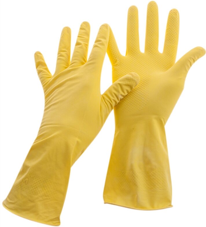 Перчатки резиновые хозяйственные OfficeClean Стандарт+, супер прочные, р. M, желтые