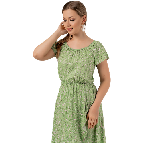 Платье летнее приталенное зеленое 1468-1