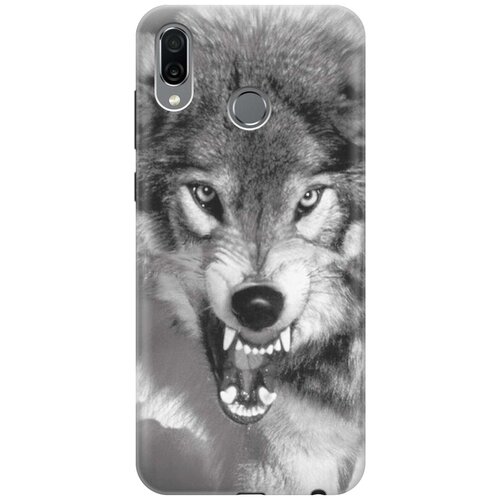 фото Cиликоновый чехол на honor play / хонор плей с принтом "волчий оскал" gosso
