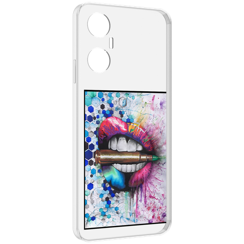 Чехол MyPads разноцветные губы с пулей для Infinix Hot 20 5G задняя-панель-накладка-бампер
