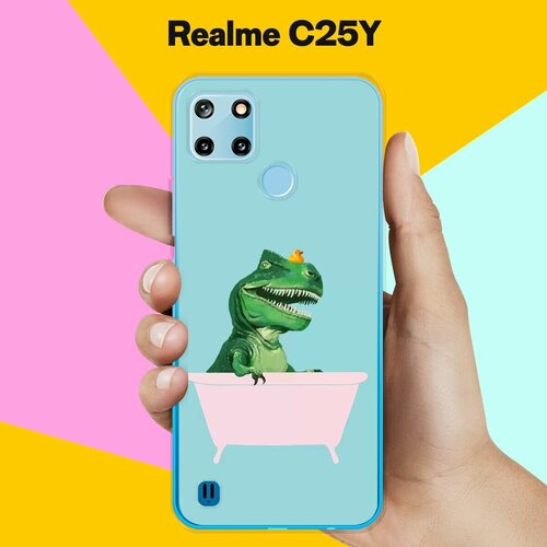 силиконовый чехол на realme c25y собаки для реалми ц25 ай Силиконовый чехол на realme C25Y Динозавр и утка / для Реалми Ц25 Ай