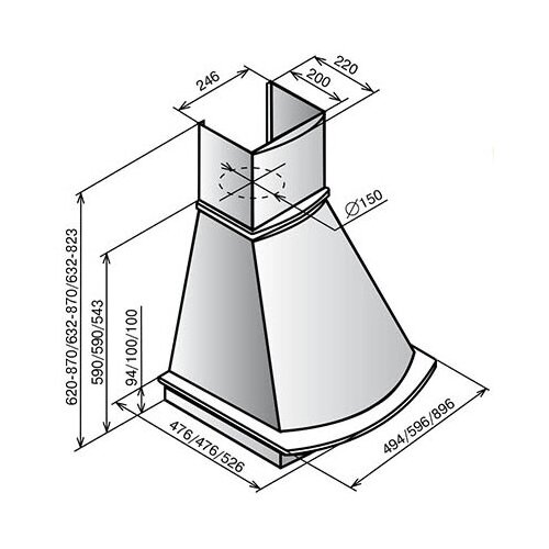 Вытяжка каминная Elikor Ротонда 60П-650-П3Л бежевыйбук светло-коричневый управление ползунковое 1 1711200₽