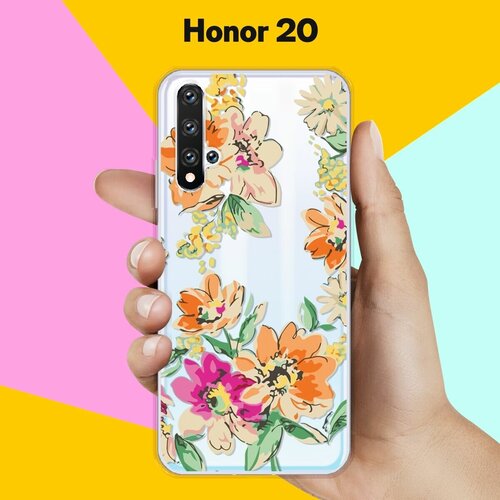 Силиконовый чехол на Honor 20 Оранжевые цветы / для Хонор 20