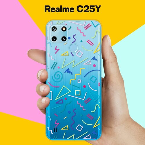 силиконовый чехол на realme c25y собаки для реалми ц25 ай Силиконовый чехол на realme C25Y Узоры из палочек / для Реалми Ц25 Ай